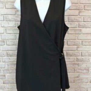 Anne Klein Black Sleeveless Wrap Vest Top Large